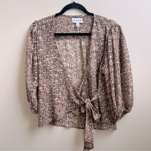 Veronica M snake print Wrap Top ladies blouse Size XS - Picture 1 of 4
